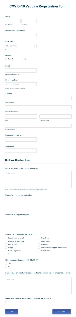 COVID 19 Vaccine Registration Form Template