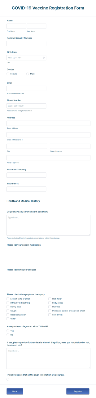 COVID 19 Vaccine Registration Form Template