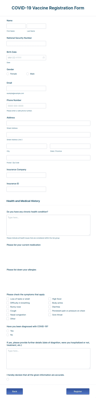 COVID 19 Vaccine Registration Form Template