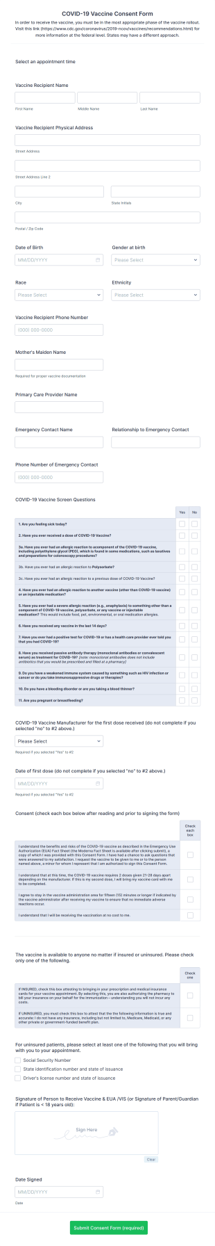 Moderna COVID 19 Vaccine Appointment Scheduling And Consent Form CPESN