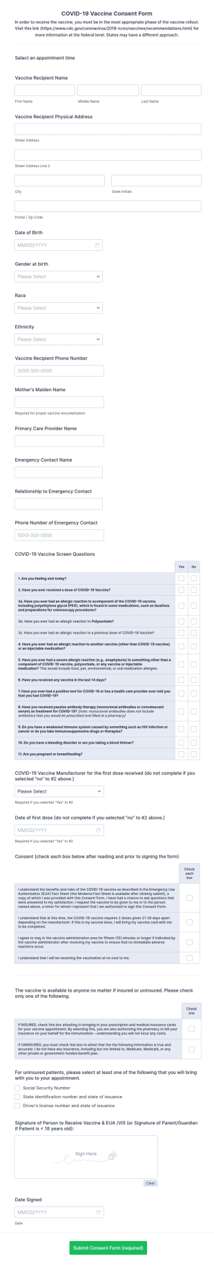 Moderna COVID 19 Vaccine Appointment Scheduling And Consent Form CPESN