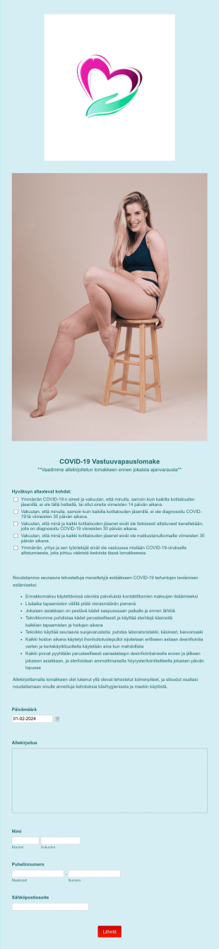 COVID 19 Vastuuvapauslomake Form Template