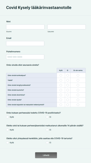 Covid Kysely Lääkärin Vastaanotolle