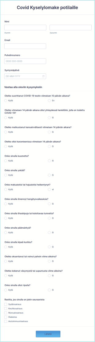 Covid Kyselylomake Potilaille
