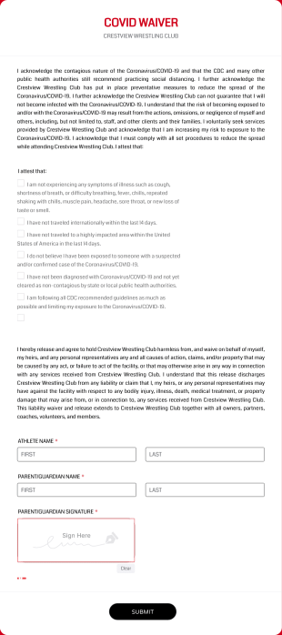 Covid Waiver Form Template