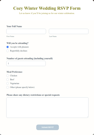 Cozy Winter Wedding RSVP Form Template