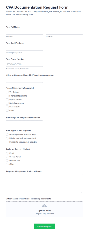 CPA Documentation Request Form Template