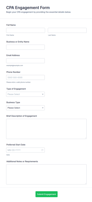 CPA Engagement Form Template