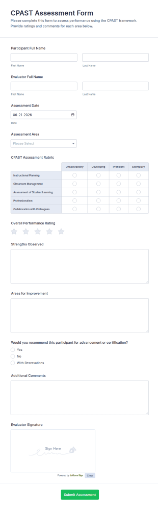 CPAST Assessment Form Template
