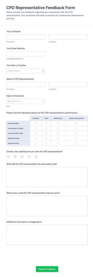 CPD Representative Feedback Form Template