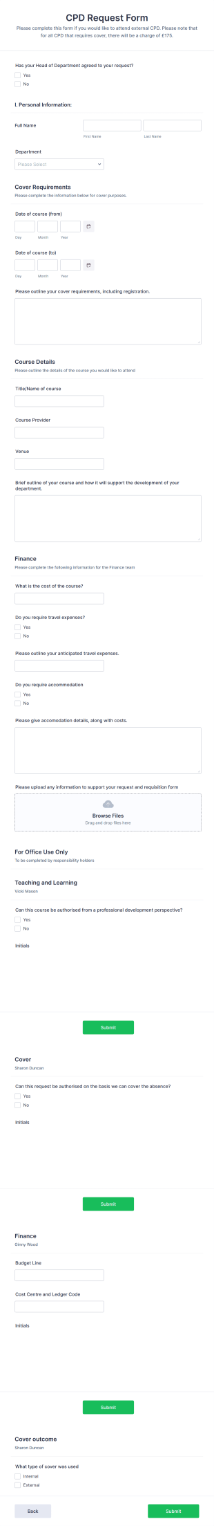 CPD Request Form Template