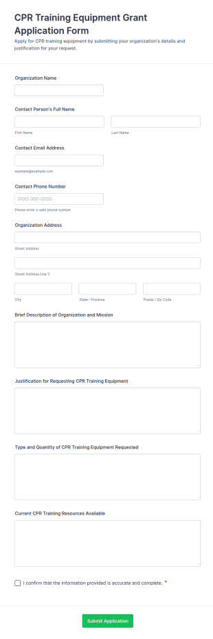 CPR Training Equipment Grant Application Form Template