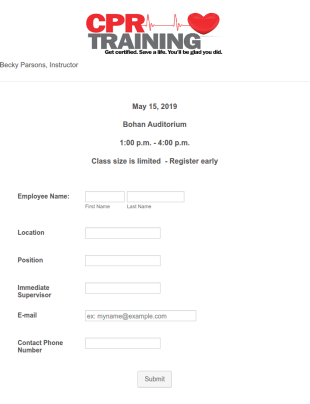 CPR Training Registration Form Template
