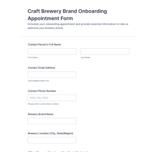 Craft Brewery Brand Onboarding Appointment Form Template