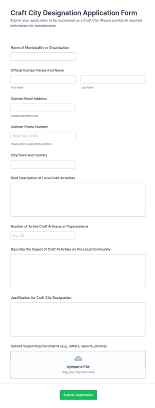 Craft City Designation Application Form Template