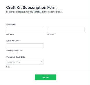 Craft Kit Subscription Form Template