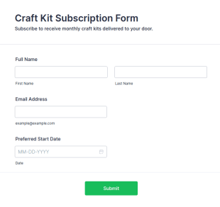 Craft Kit Subscription Form Template