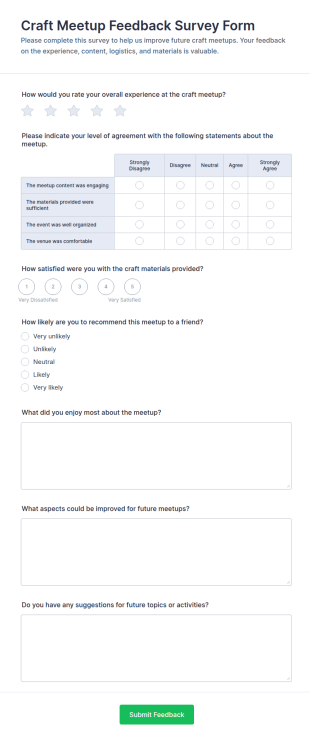 Craft Meetup Feedback Survey Form Template