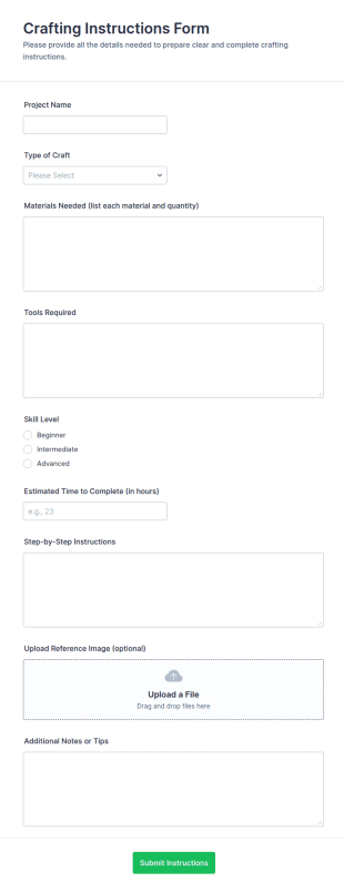 Crafting Instructions Form Template