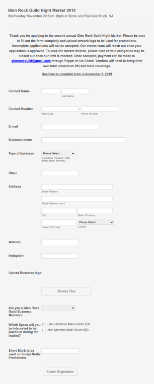 CraftsArtisan Vendor Form Template