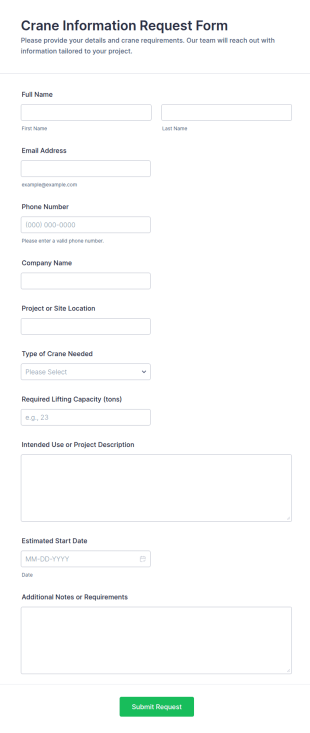 Crane Information Request Form Template