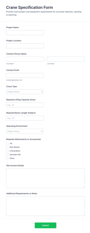 Crane Specification Form Template