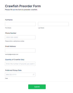 Crawfish Preorder Form Template