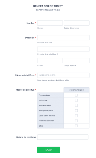 Creacion De Ticket Soporte Tecnico Form Template