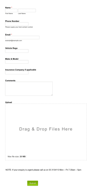 CREATE Contact Form With Image Upload Form Template