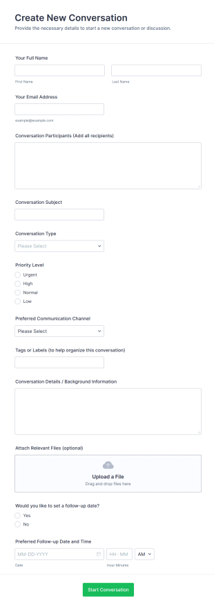 Create New Conversation Form Template