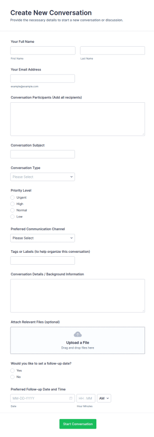 New Conversation Request Form Template