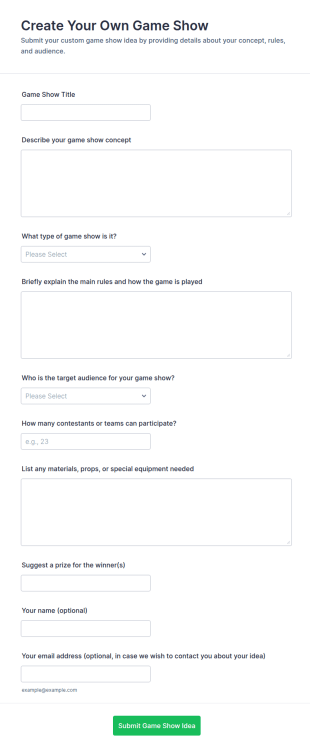 Create Your Own Game Show Form Template