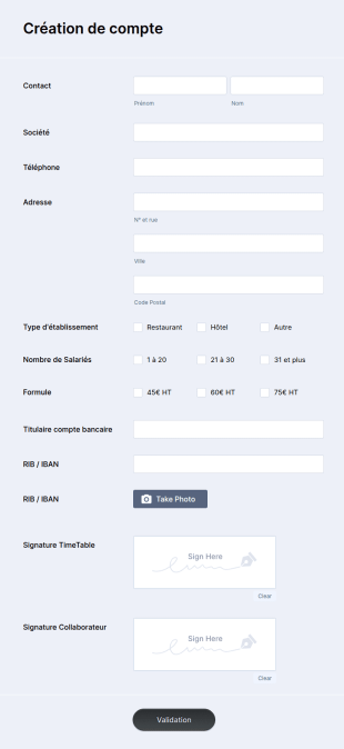 Création Compte TimeTable