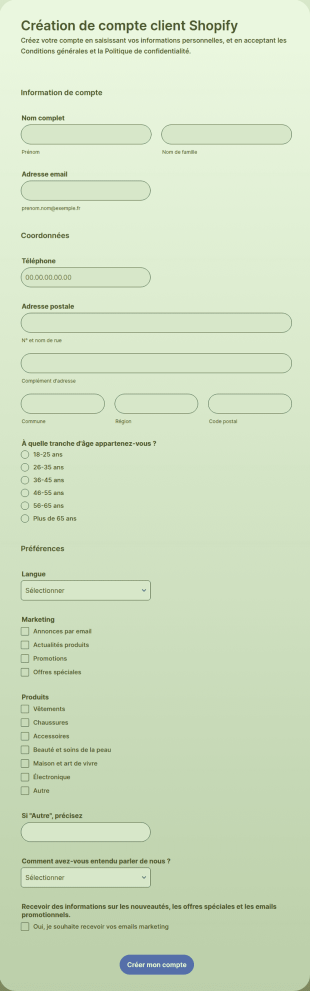 Création De Compte Client Shopify