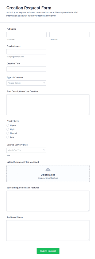 Creation Request Form Template