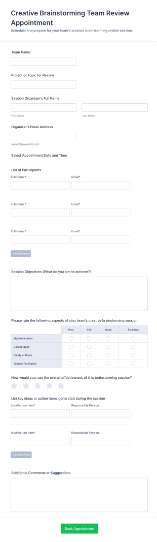 Creative Brainstorming Team Review Appointment Form Template