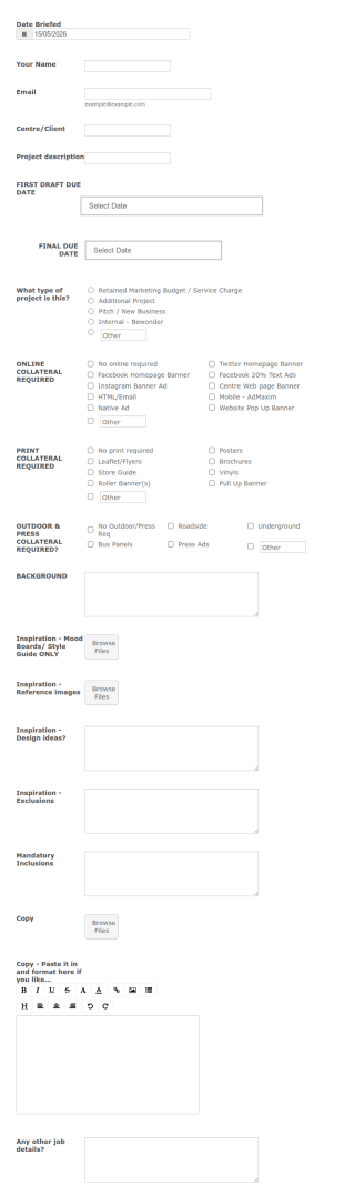 Creative Brief Form Template