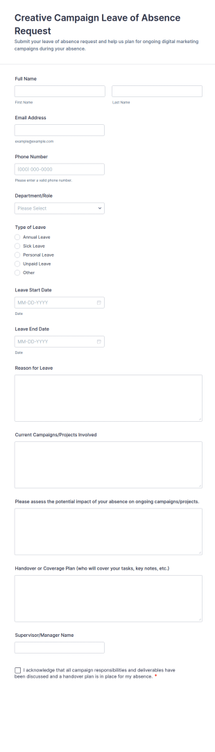 Creative Campaign Leave Of Absence Request Form Template