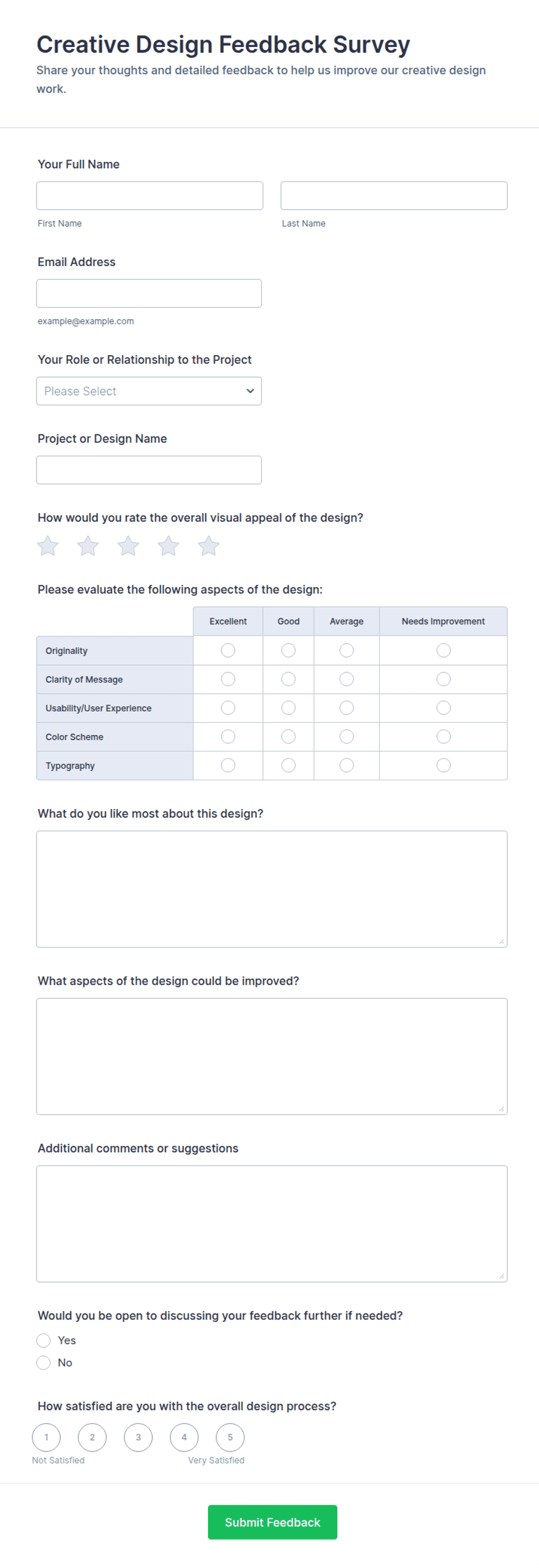 Creative Design Feedback Survey Form Template | Jotform