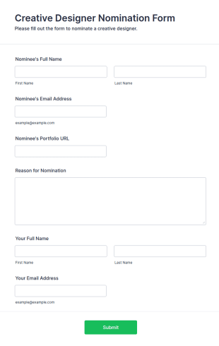 Creative Designer Nomination Form Template