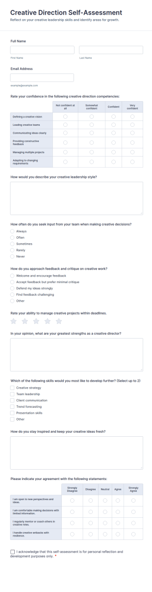 Creative Direction Self Assessment Form Template