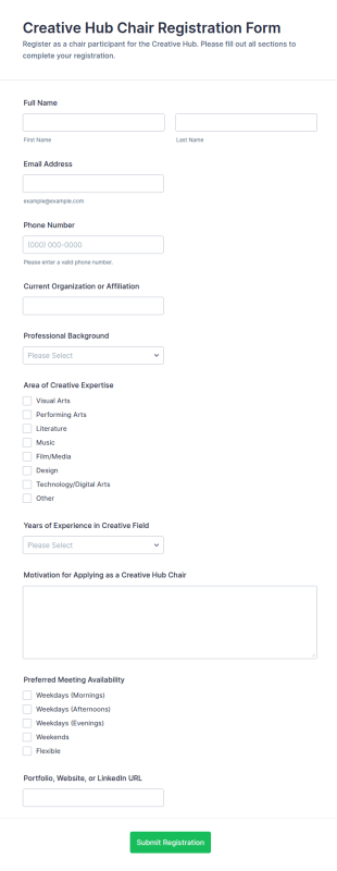 Creative Hub Chair Registration Form Template