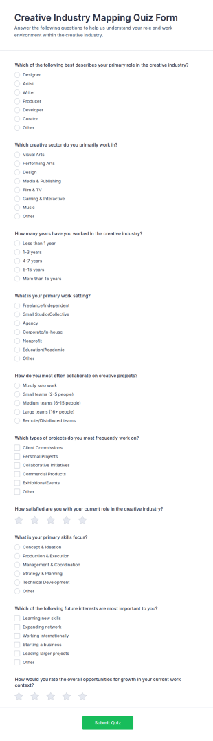 Creative Industry Mapping Quiz Form Template