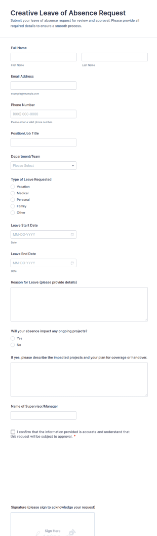 Creative Leave Of Absence Request Form Template