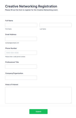 Creative Networking Registration Form Template