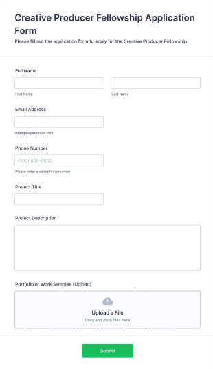 Creative Producer Fellowship Application Form Form Template