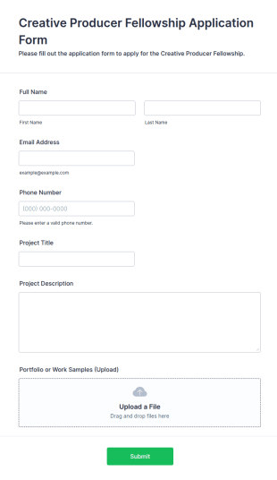 Creative Producer Fellowship Application Form Template