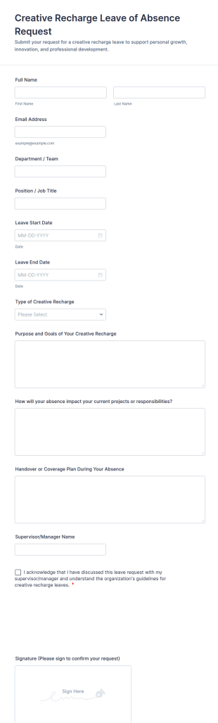 Creative Recharge Leave Of Absence Request Form Template