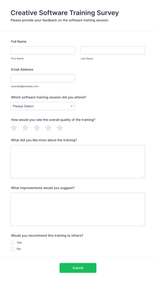 Creative Software Training Survey Form Template