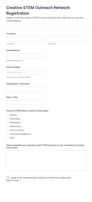 Creative STEM Outreach Network Registration Form Template